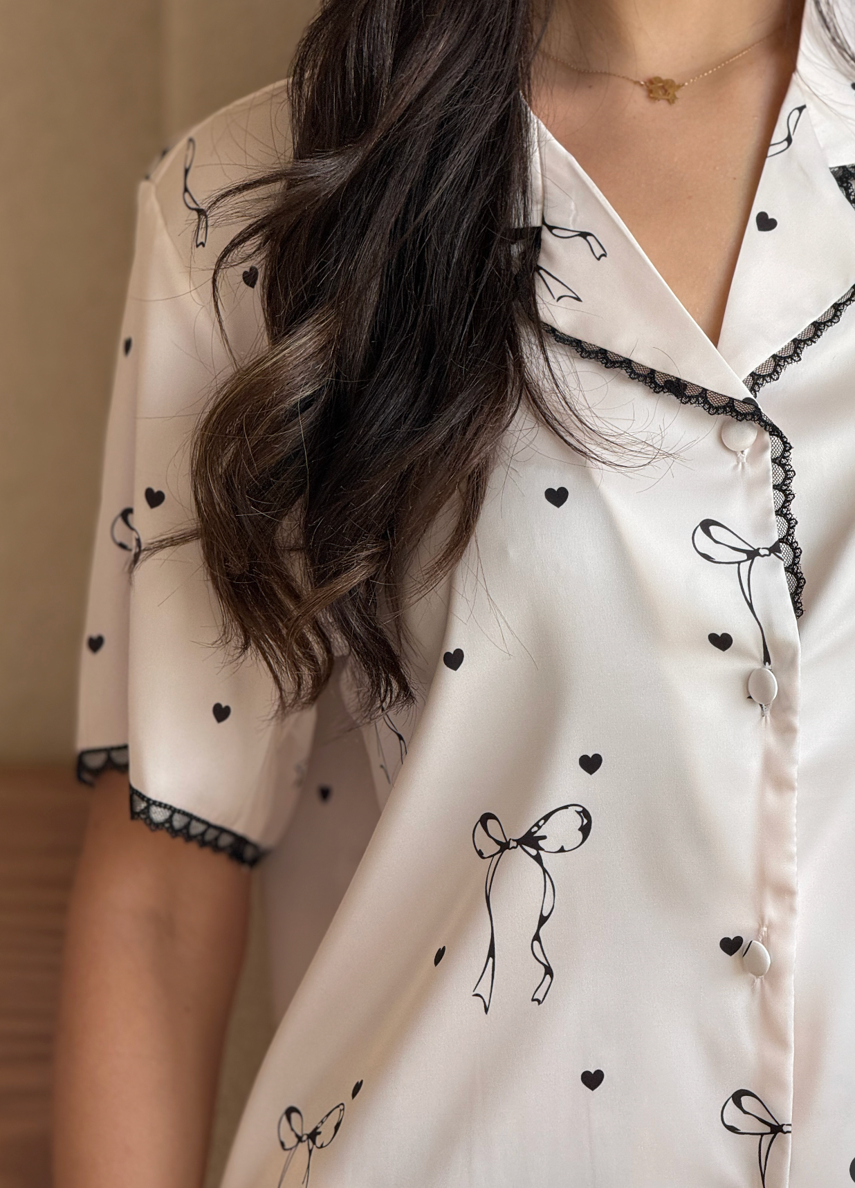 Celest Bow Satin Pajama