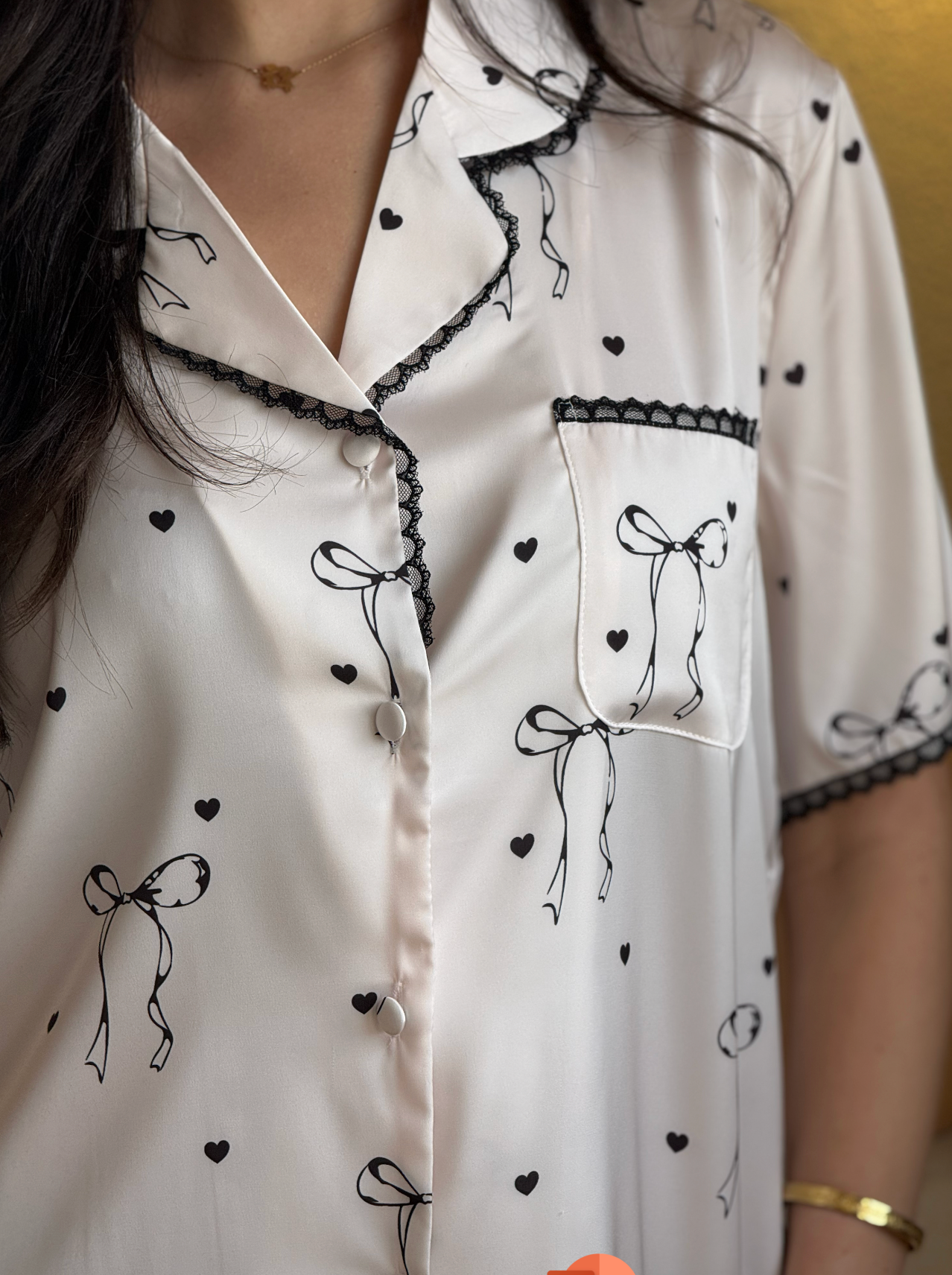 Celest Bow Satin Pajama