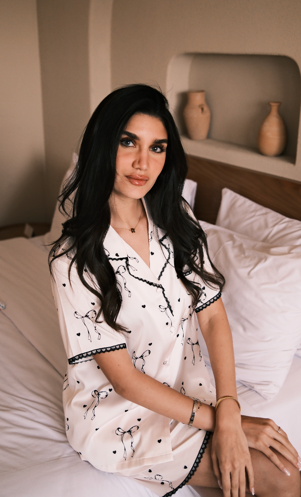 Celest Bow Satin Pajama