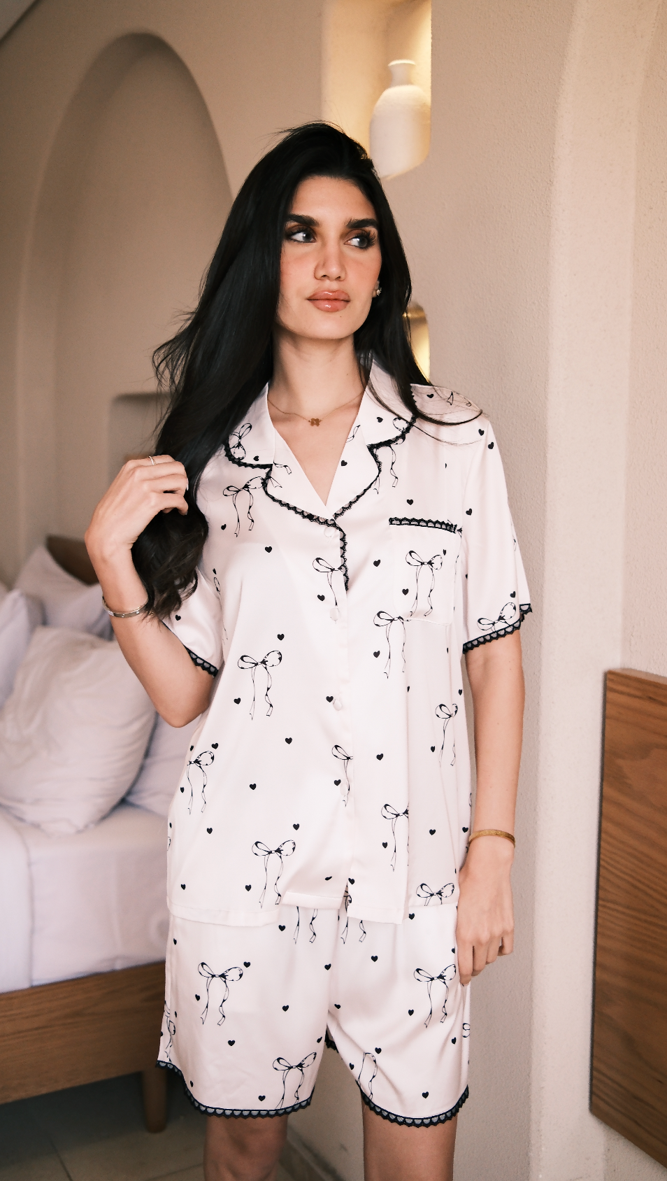Celest Bow Satin Pajama
