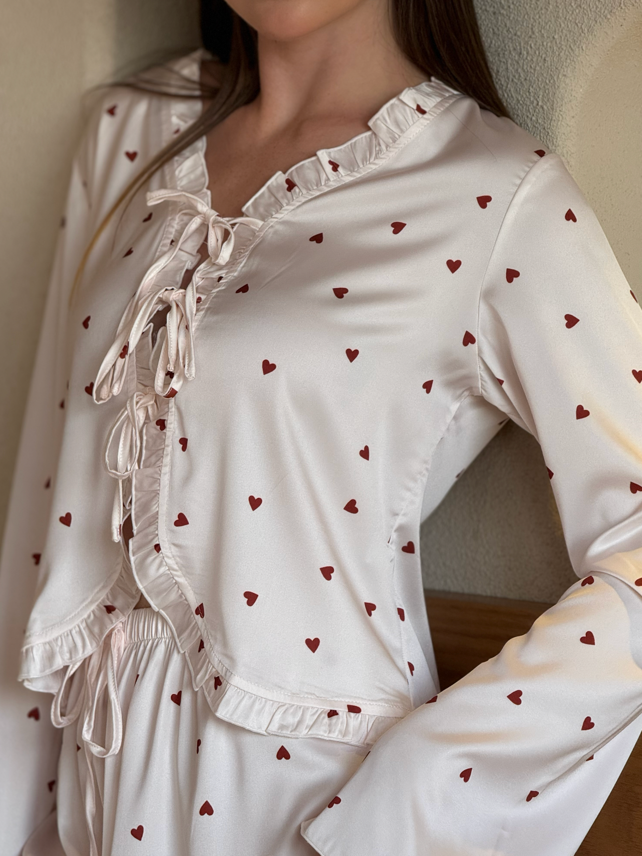 Brielle Little Hearts Satin Pajama